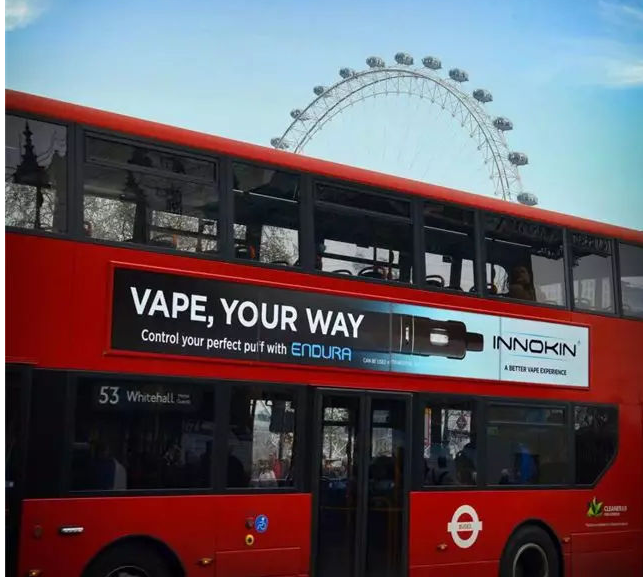 Chinese electronic cigarette company ads appear on London buses!